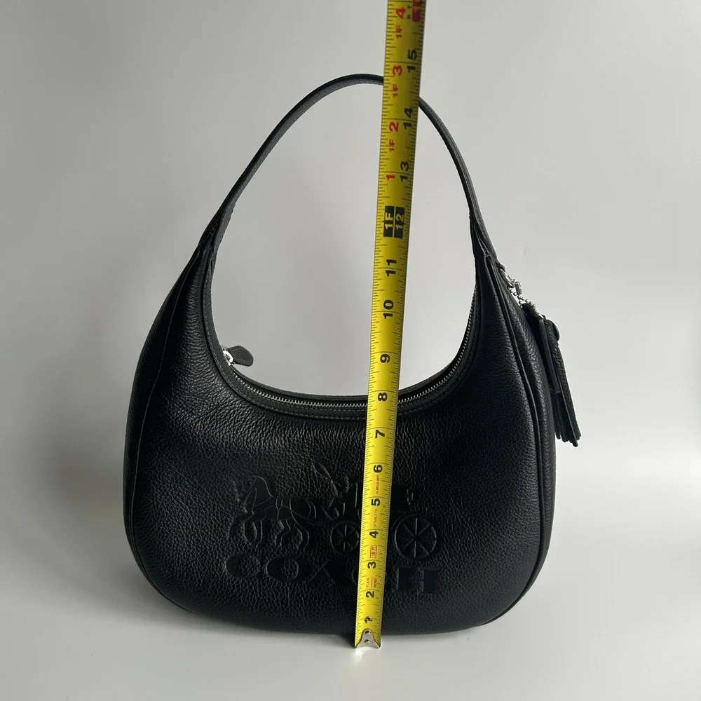 Coach Carmen Shoulder Bag Black Pebbled Leather Horse and Carriage CR151
